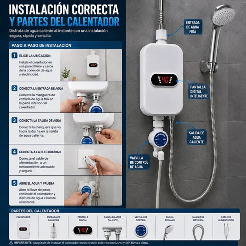 Calentador de agua eléctrico instantáneo de 3500W