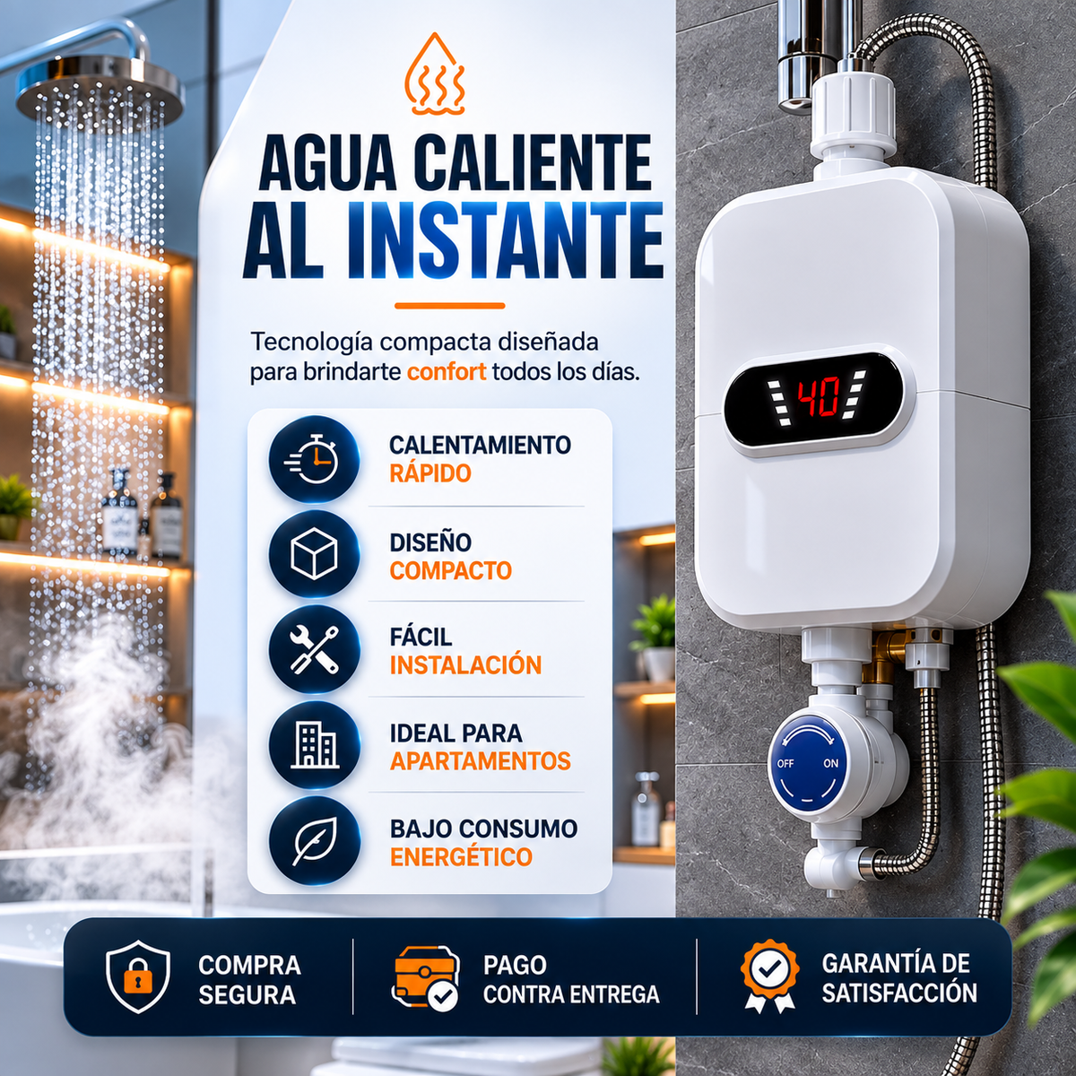 Calentador de agua eléctrico instantáneo de 3500W