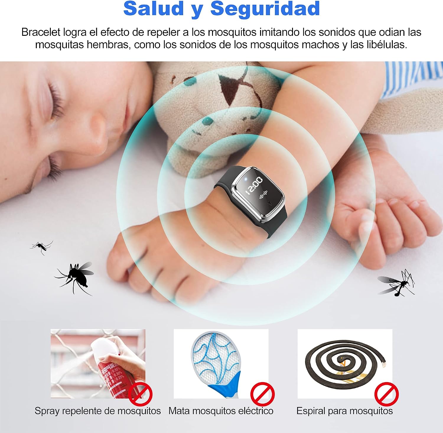Pulseras repelente de mosquitos ultrasónico negro - additional image 3