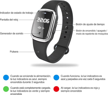 Pulseras repelente de mosquitos ultrasónico negro - additional image 4