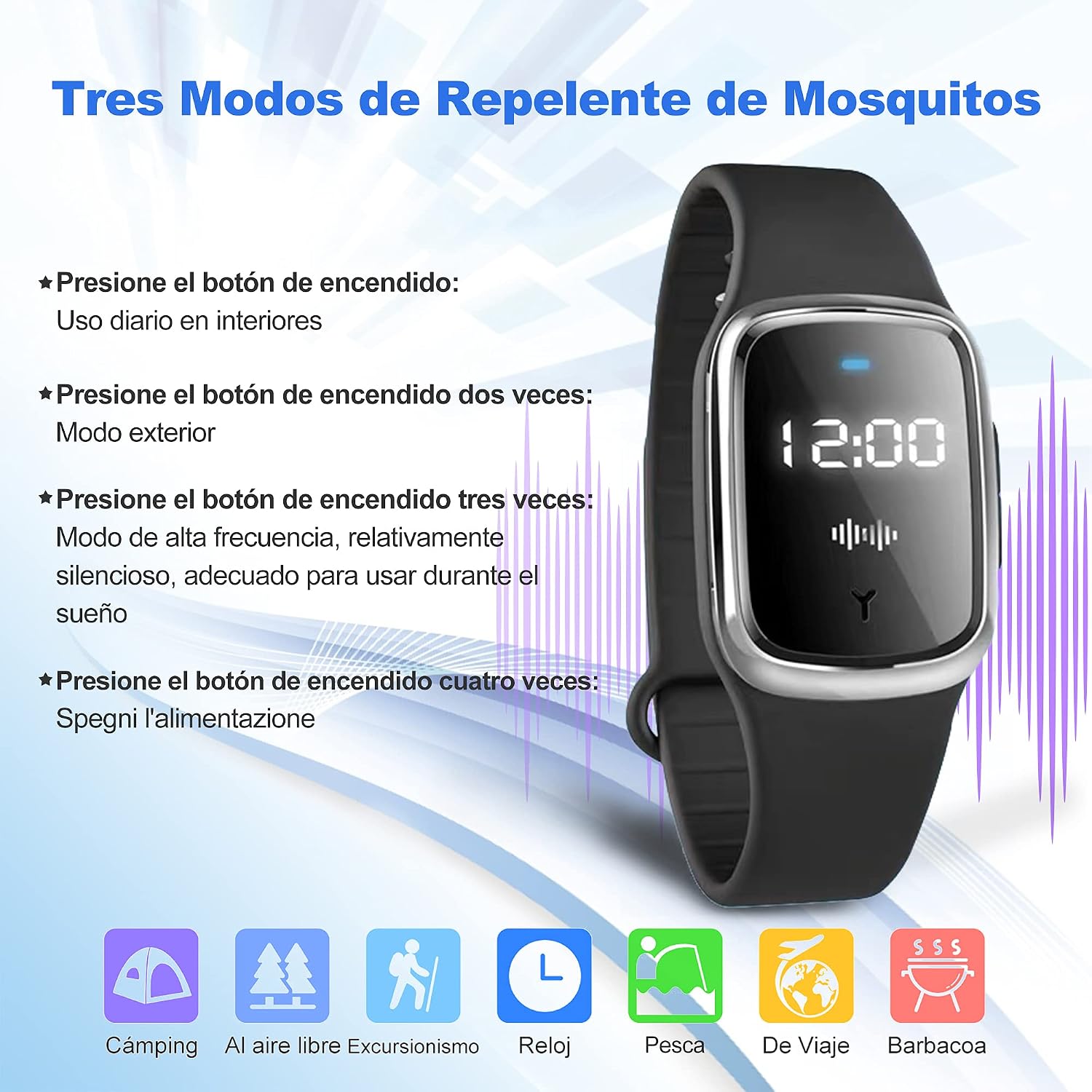Pulseras repelente de mosquitos ultrasónico negro - additional image 7