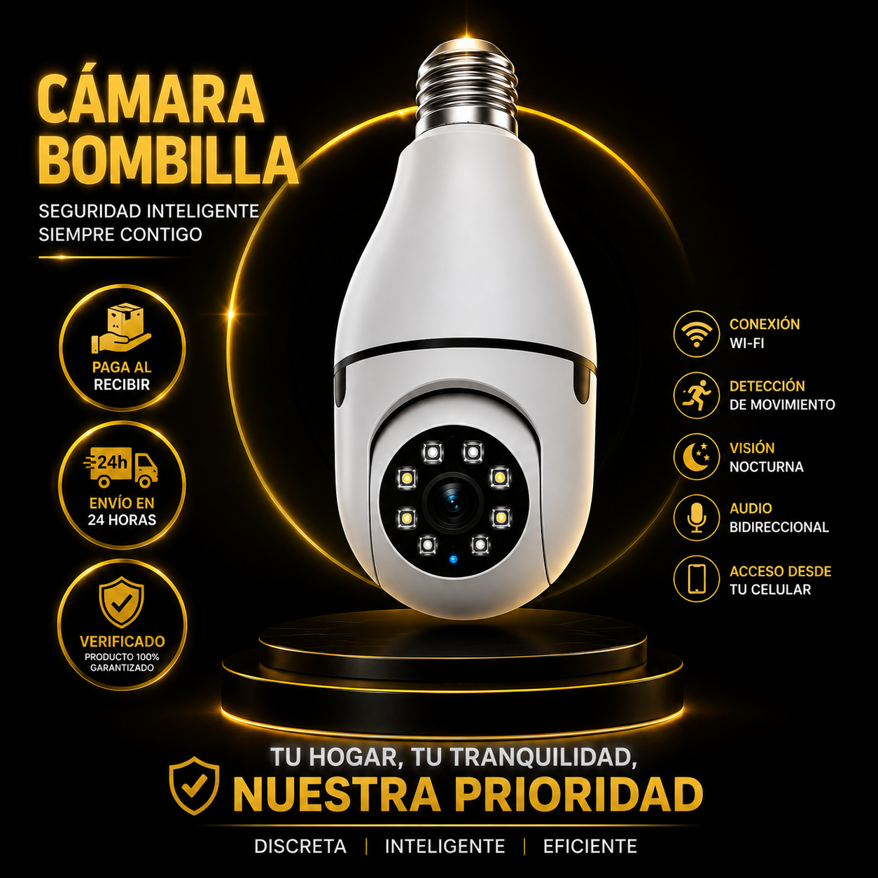 Cámara wifi con forma de bombilla